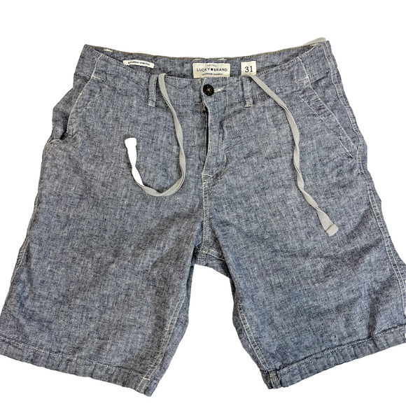 Lucky Brand Pants - Lucky Brand Saturday Stretch Blue Chambray Shorts Drawstring Size 31